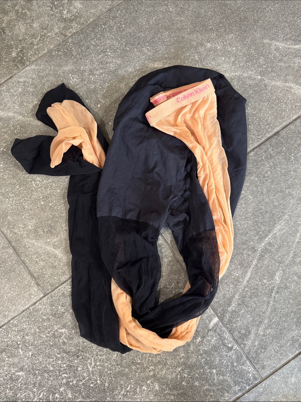Calvin Klein Black and peach pantyhose